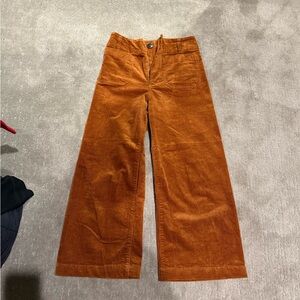 Anthropologie The Colette Cropped Wide-Leg Corduroy Pants Rust Orange 25 petite